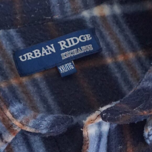 VTG '90S Urban Ridge Navy Blue Plaid Outdoors Warm Button Up Flannel Shirt 2XL - Picture 11 of 11